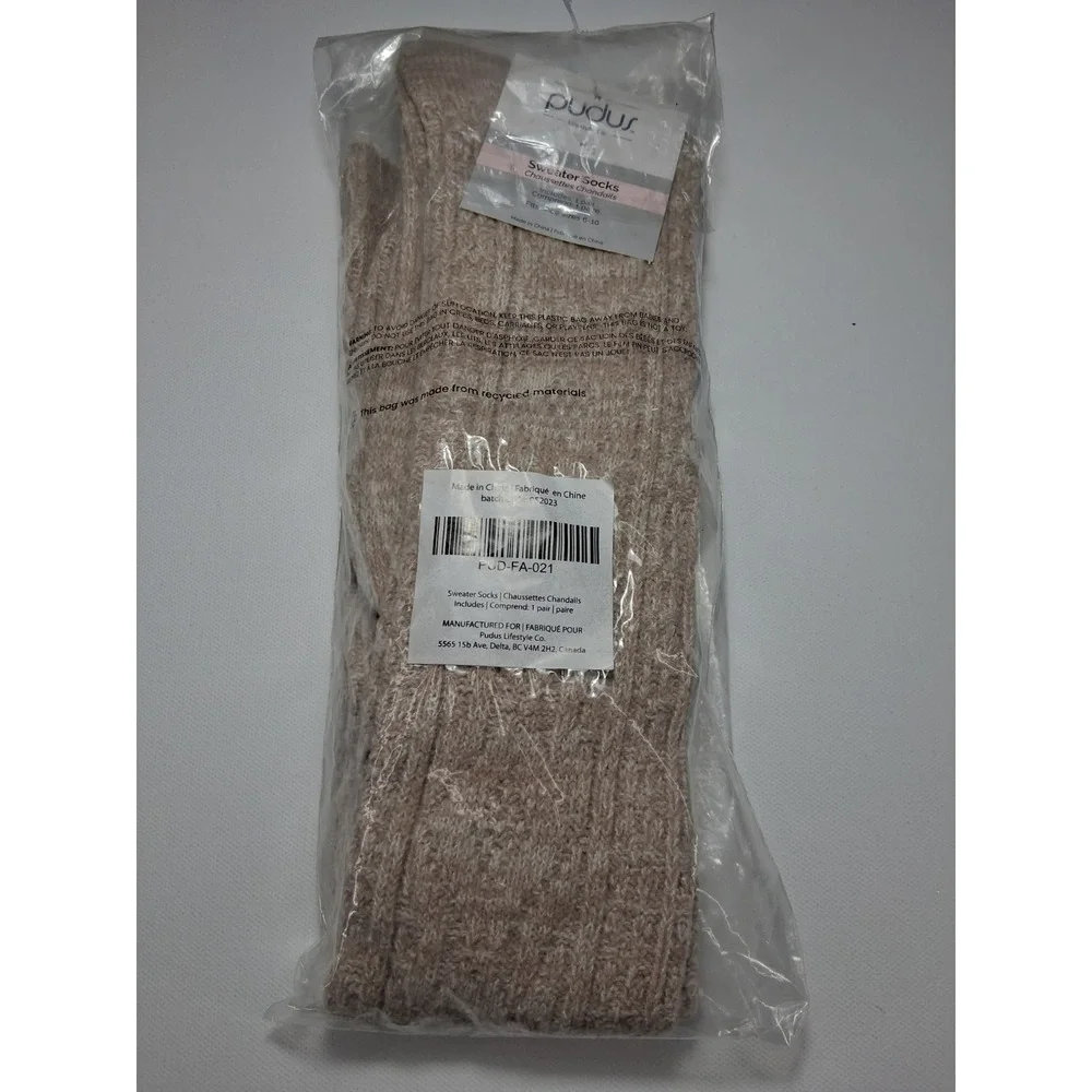 NEW Pudus Women's Tan Long Sweater Socks Shoe size 6-10